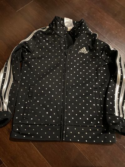 Adidas Black and silver girls zip up jacket. Size 5 5T/5