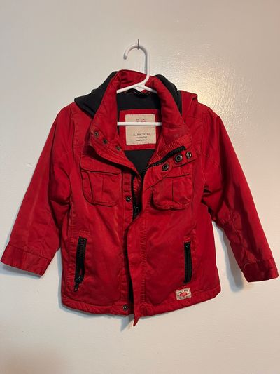 Zara Boys Red Winter Jacket with hood 4T