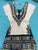 J&W easy wear dress w cinched waist Cream dress w grey Blk teal & tan print Women's - M
