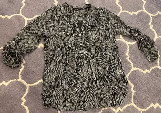 Apt. 9 Adjustable black camisole with black and white sheer blouse Women's - S