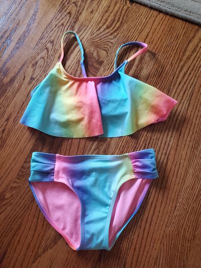 NEW Rainbow 2 pc swimsuit  7-8