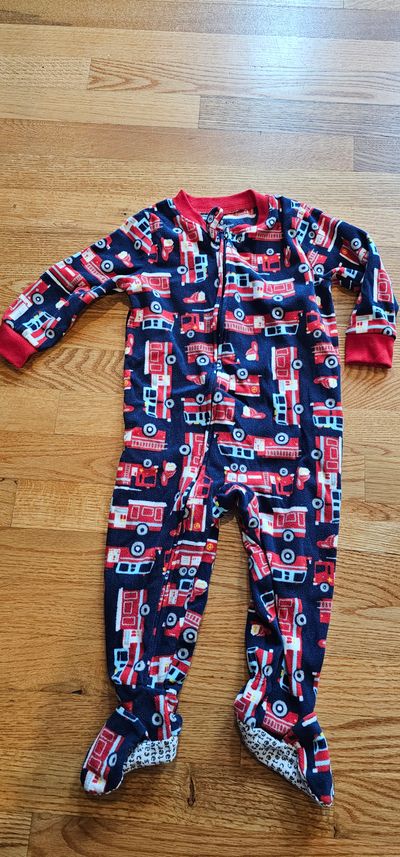 Carter's Like new fire trucks graphic one piece snug fit PJ 18 Months