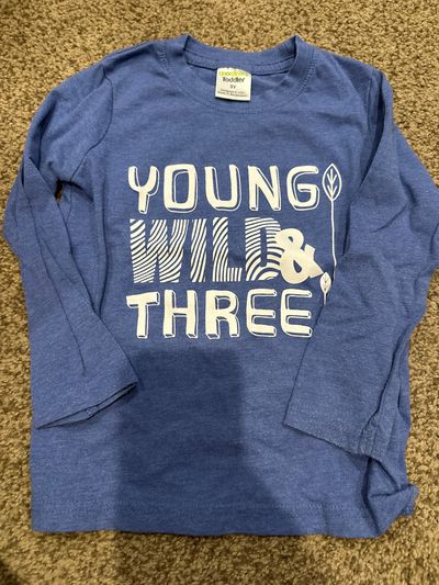 Unordinary toddler long sleeve top Young wild and three 3T