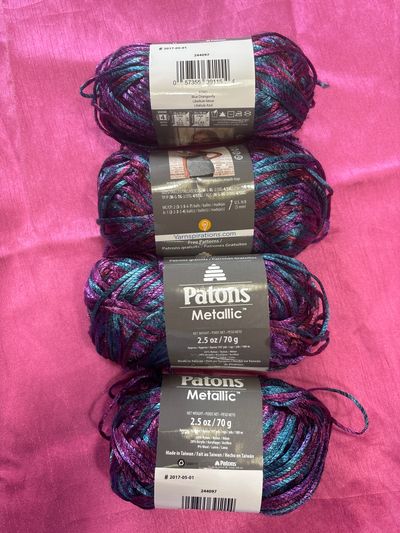 Patons Metallic - blue Dragonfly- set of 4 Blue and purple colors