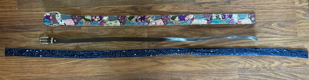 Lucky brand size 26 multi patches belt Brown, blue sequin