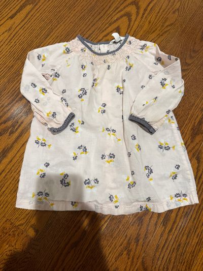 Country road Light weight long sleeve dress buttons up back 6-12 Months