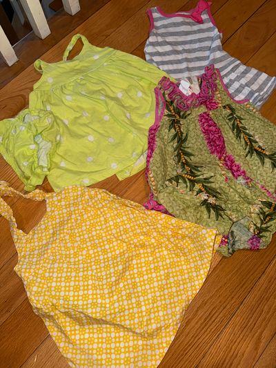 Carters Lot of 4 summer dresses- tropical dress is from Hawaii 18 Months