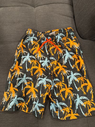 Banana boat Palm tree swim trunks for boys orange and blue with drawstring 6T/6