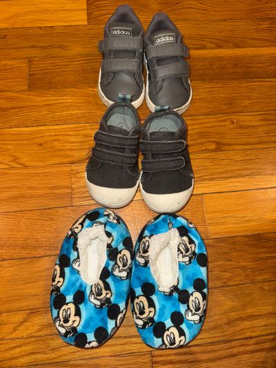 Adidas, Cat and Jack and Disney Baby boys Shoe Lot. Size 4. 4 (Infant Shoe)