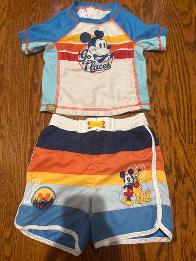 Disney Mickey two piece bathing suit bottom 9-12mo top 12-18mo 9-12 Months