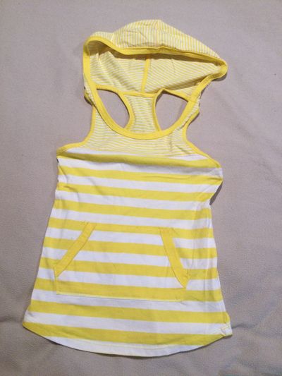 Faded glory Yellow strip hooded tank top 10-12