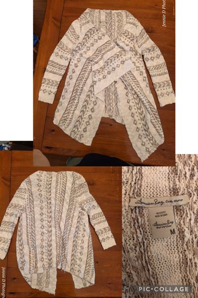 American Rag Heavy Cardigan whitish with Aztec design Women's - M