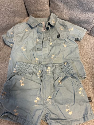 Gerber Boys Button Down and Shorts 12 Months