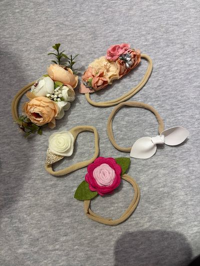 Hair Bows 1 Set of 5 Elastic Soft Dainty Baby Bands