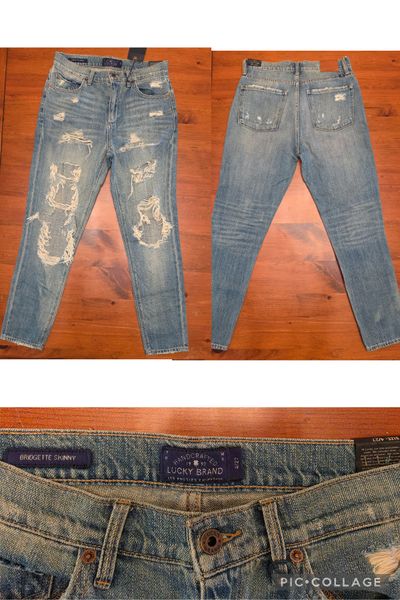 Lucky Brand NWT Bridgette Skinny jeans, heavy distressing and a light wash size 4 Women's 4