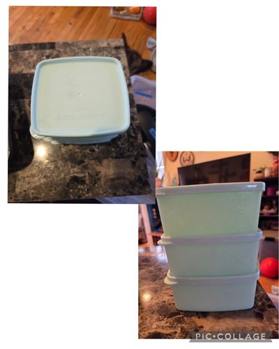 3 Tupperware storage containers snowflake design 400ml size