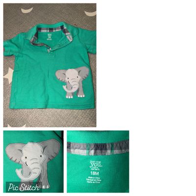 Carters Short sleeve green elephant shirt 18 Months