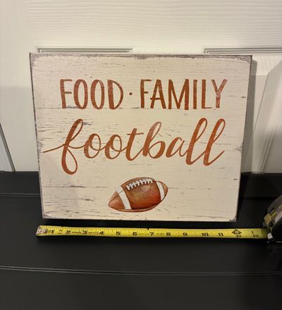 Like New, unknown Food, family & football sign, ruler for size reference