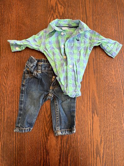 Carters Jean and button down onesie  Newborn