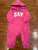GAP Pink hooded zip up onesie logo 6-12mo 6-12 Months