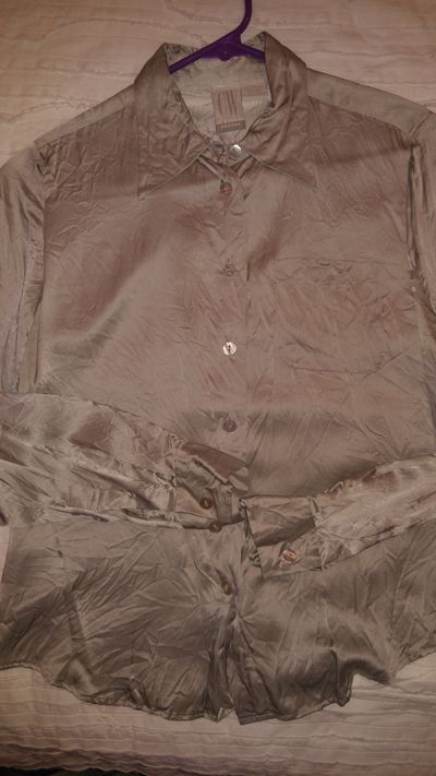 clifford and willis petites gray silk shirt Women's - XS