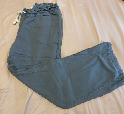 Cali 1850 pants Gray elastic waist wide leg Junior XL - 12