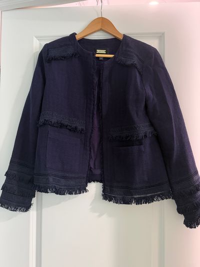 Greylin Beautiful navy blazer with fringe Women's - S