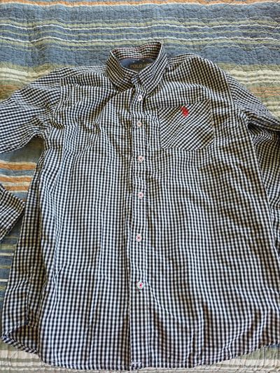 Polo Black/White Checked L/S Button Down 14-16