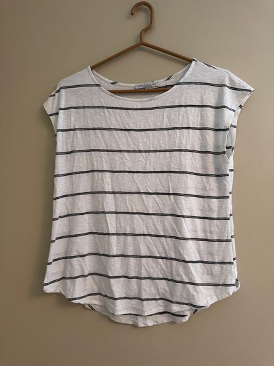 Green Envelope White/Black Striped Soft Top Women's - S