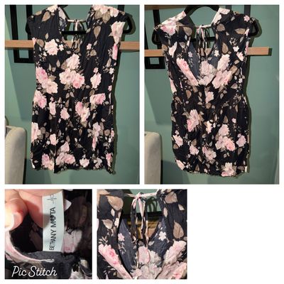 Bethany mota Black flowered romper Junior M - 7