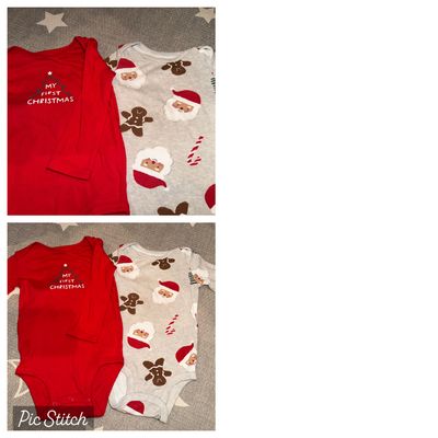 Carters Set of 2 long sleeve onesies Christmas 9 Months