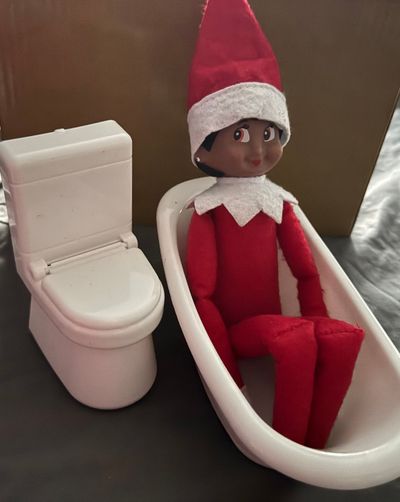 Santa Verse Girl Elf on the Shelf Doll  -Tub and Toliet Prop NOT Included