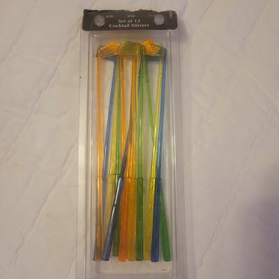 unknown set of 12 golf club cocktail stirrers