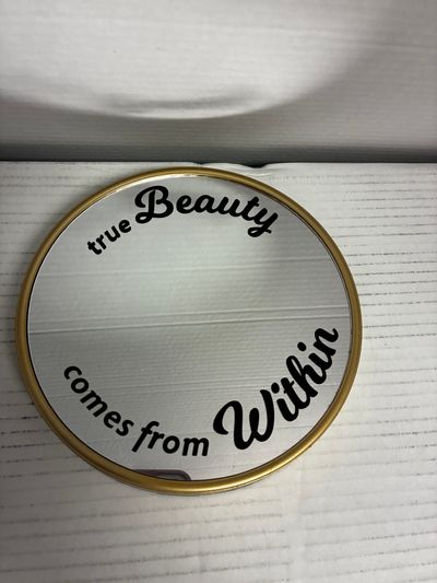 7 inch true beauty comes from within mirror Round mirror gold plastic framing