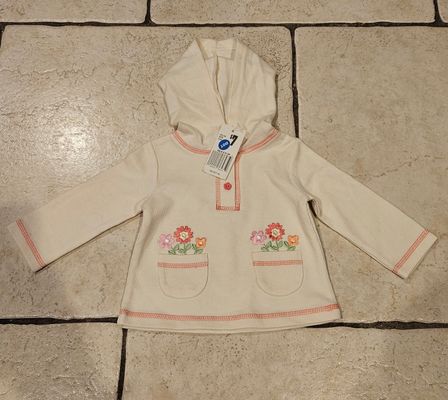 Fisher Price BNWT Beige/Pink Hooded Long Sleeve w/ Flowers 6 Months