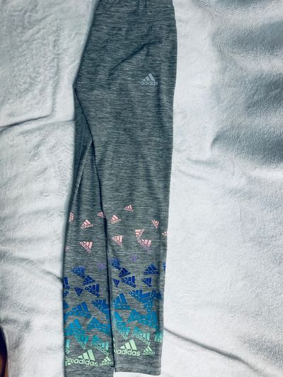Adidas Gray logo print leggings 7-8