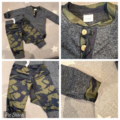 Army green Long sleeve and pants outfit 6-9 Months