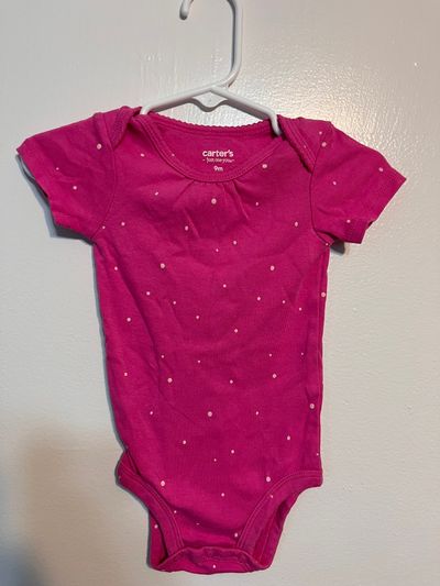Carters Hot Pink Onesie w Dots 9 Months