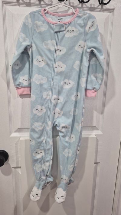 Carters New fleece footed zip pj 3T
