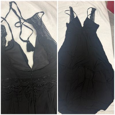 Rue 21 black dress Short in front long back lace waist Junior XL - 13