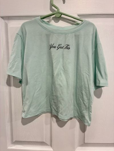 All in Motion crop teal "you got this" crop size 6/7 6T/6