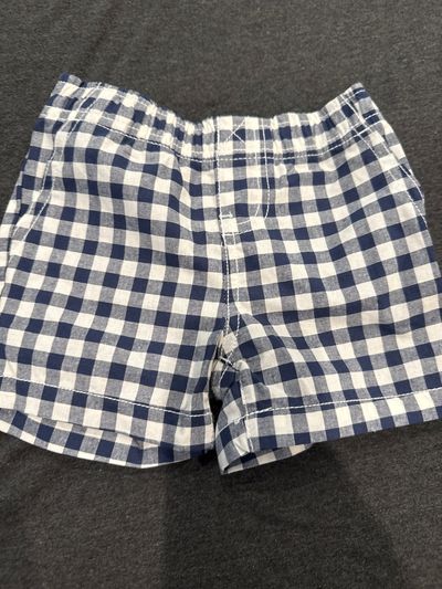 Plaid boys shorts White and navy 9 Months