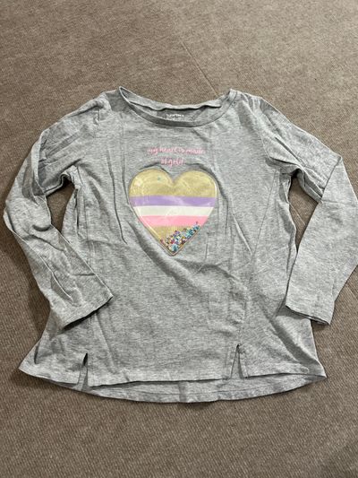 Carters Floating sequins in heart.  Like New. Long Sleeve 10-12
