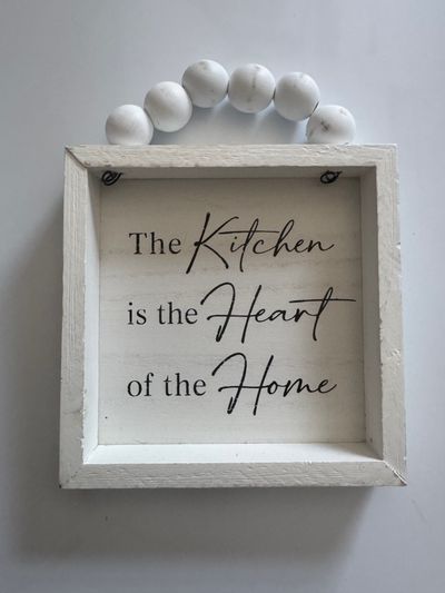 Small White Beaded Kitchen Sign