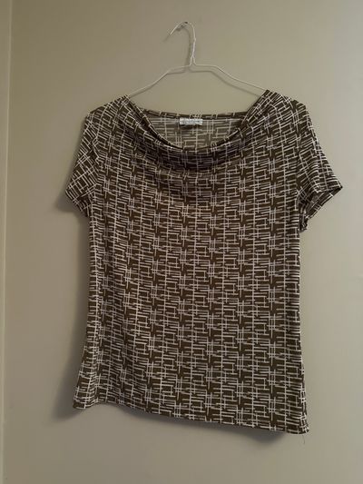 Jacklyn Smith Brown/White Stretch Top Women's - S