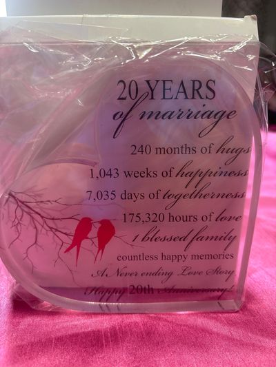 NEW - 20th Anniversary heart plaque 5.5in