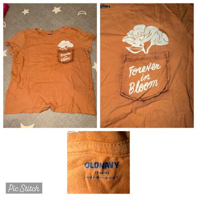 Old navy Forever in bloom orange short sleeve shirt 14-16