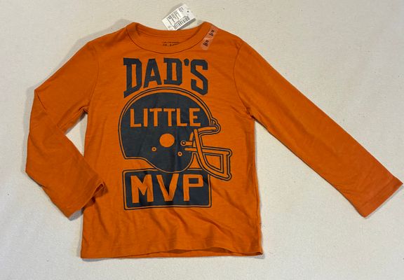 NWT-the childrens place NEW-orange long sleeve T-shirt, dads little MVP 3T