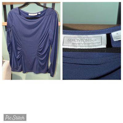 Simonton says Blue long sleeve scrunch side top Women's - M