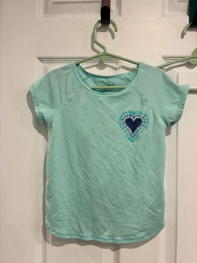 Jumping Beans teal heart tshirt performance t-shirt with heart detail 5T